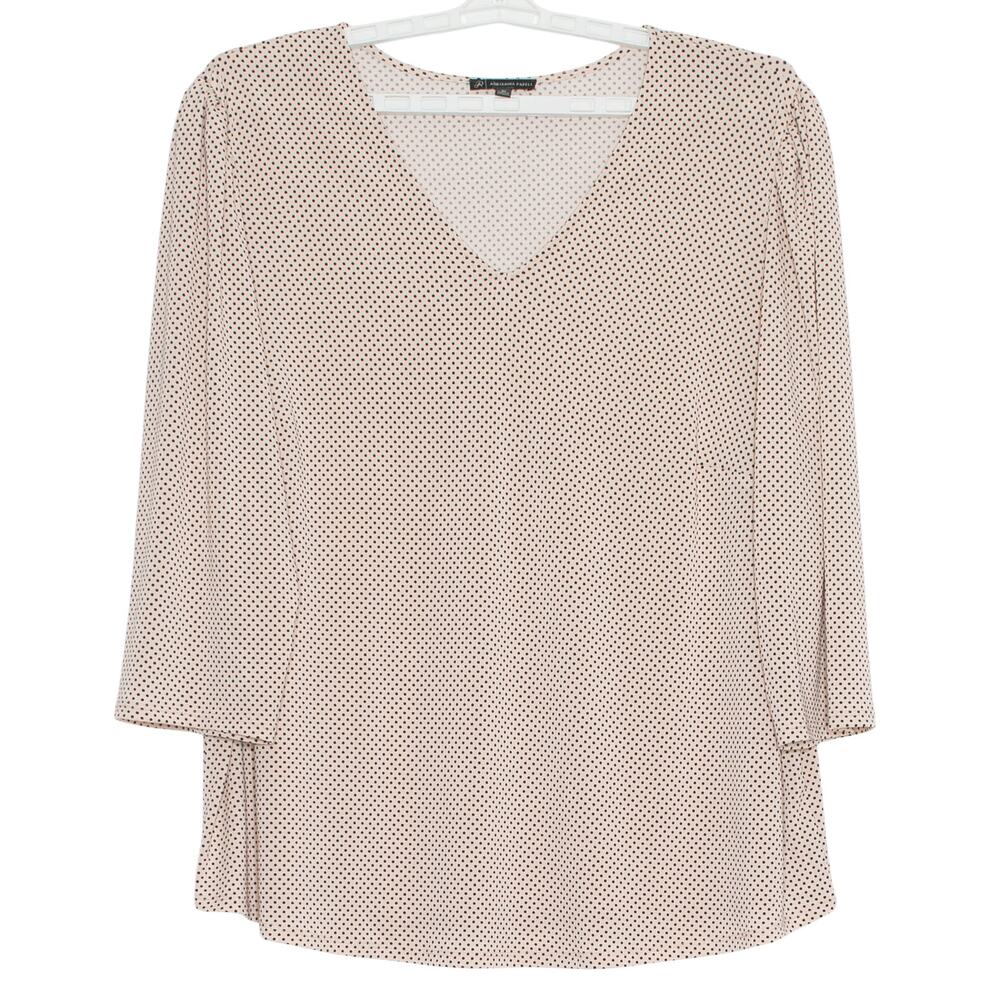 Adrianna Papell Top 3/4 Sleeve Slinky Polka Dot Office Stretchy Peach Plus Sz 3X